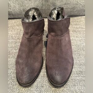 SEYCHELLES Ladies Women’s Size 7 1/2 Brown Suede Low Heel Fur Lined Boot…